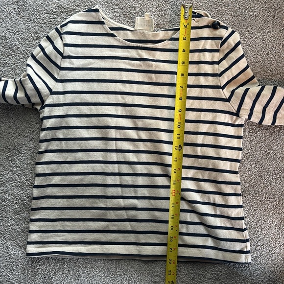 Sezane Colette Mariniere Ecru and Navy Women's Top - Picture 7 of 8